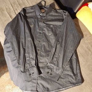 Cinch, large long sleeve black button up shirt